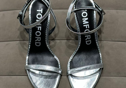 Кожаные босоножки Tom Ford серебро