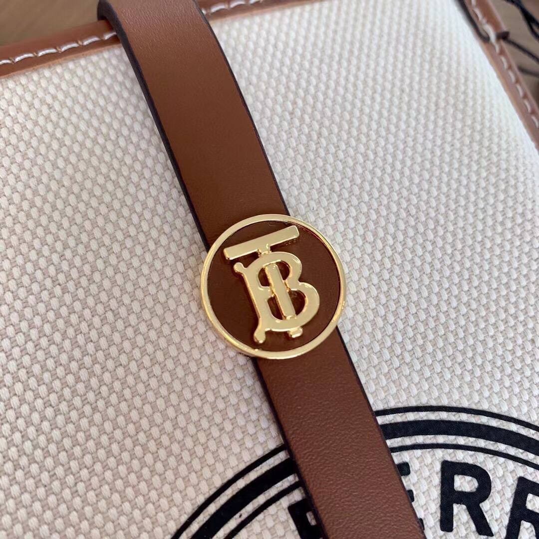 Женская сумка - чехол для телефона Burberry белая с коричневым