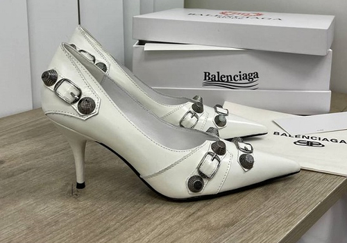 Женские белые кожаные туфли Balenciaga