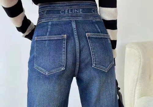 Женские синие джинсы Celine с высокой талией