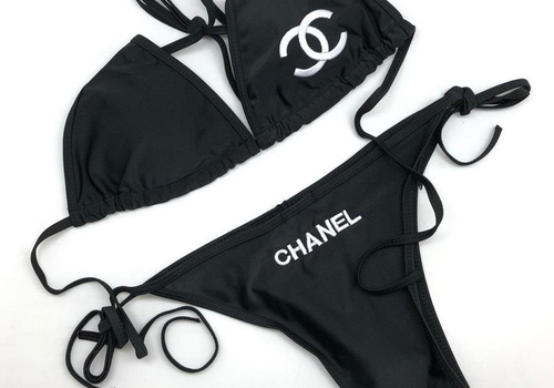 Раздельный купальник Chanel черный