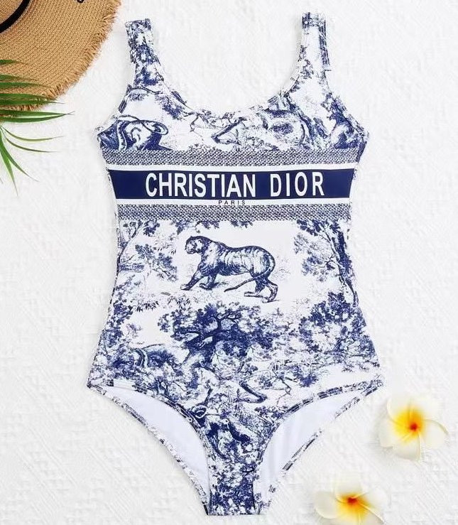 Слитный купальник Christian Dior Dioriviera голубой