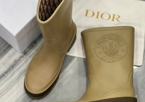 Женские резиновые сапоги Christian Dior Diorunion бежевые