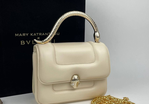 Женская кожаная сумка Bvlgari Mary Katrantzou Small белая