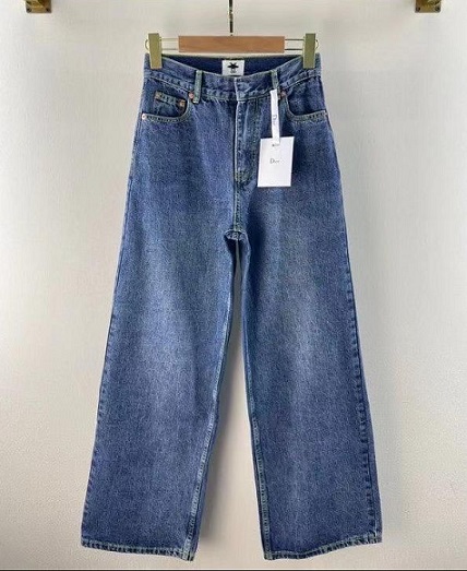 Женские джинсы Christian Dior широкие голубые