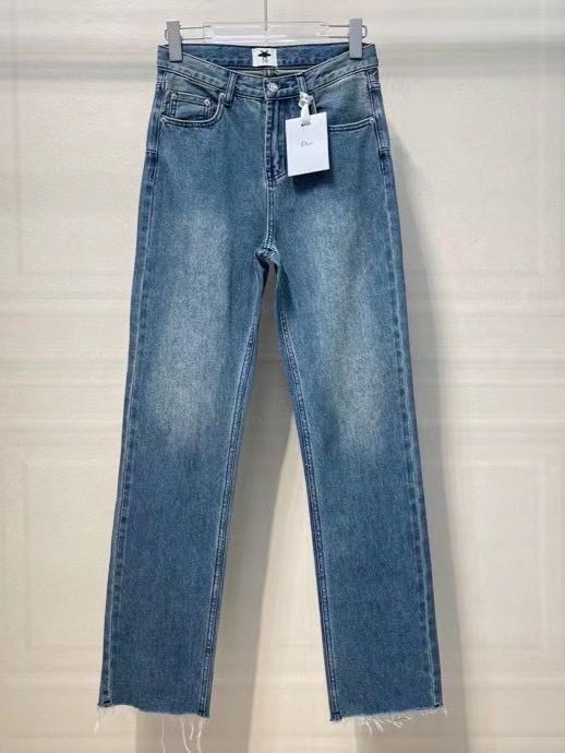 Женские прямые джинсы Christian Dior голубые