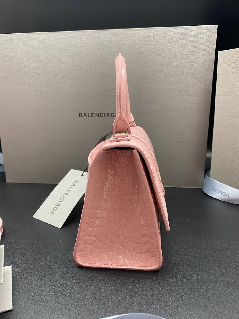 Женская кожаная сумка Balenciaga Hourglass XS розовая