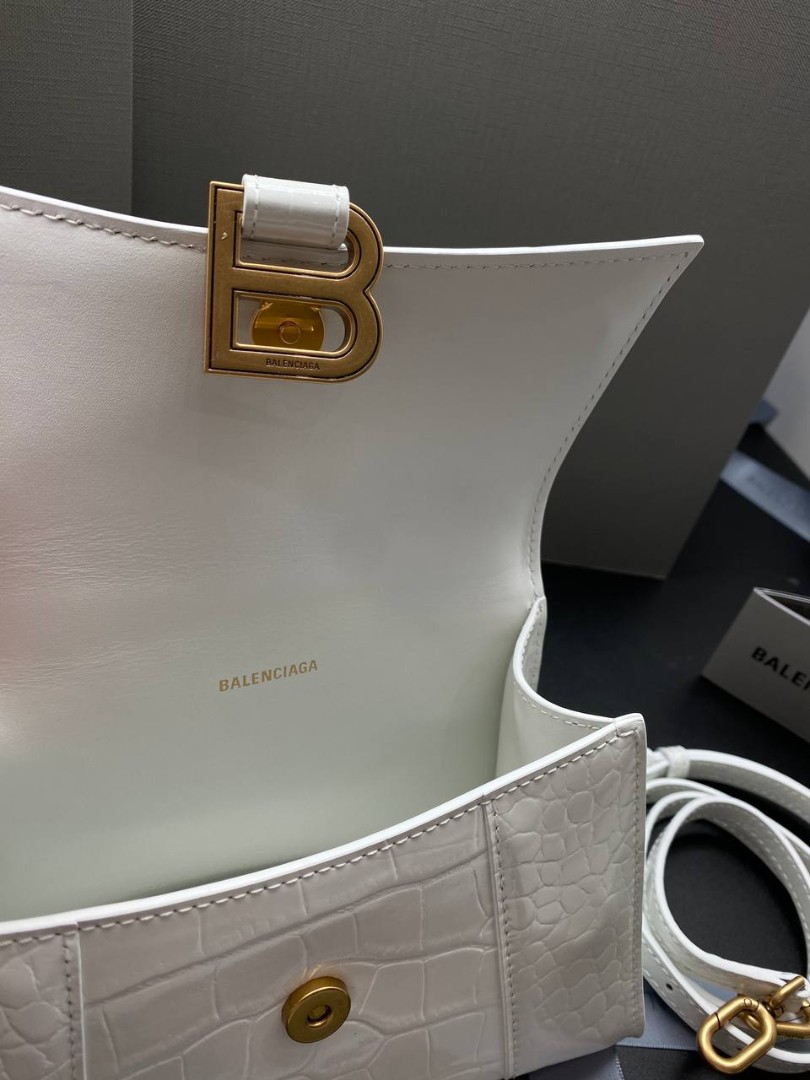 Женская кожаная сумка Balenciaga Hourglass XS белая
