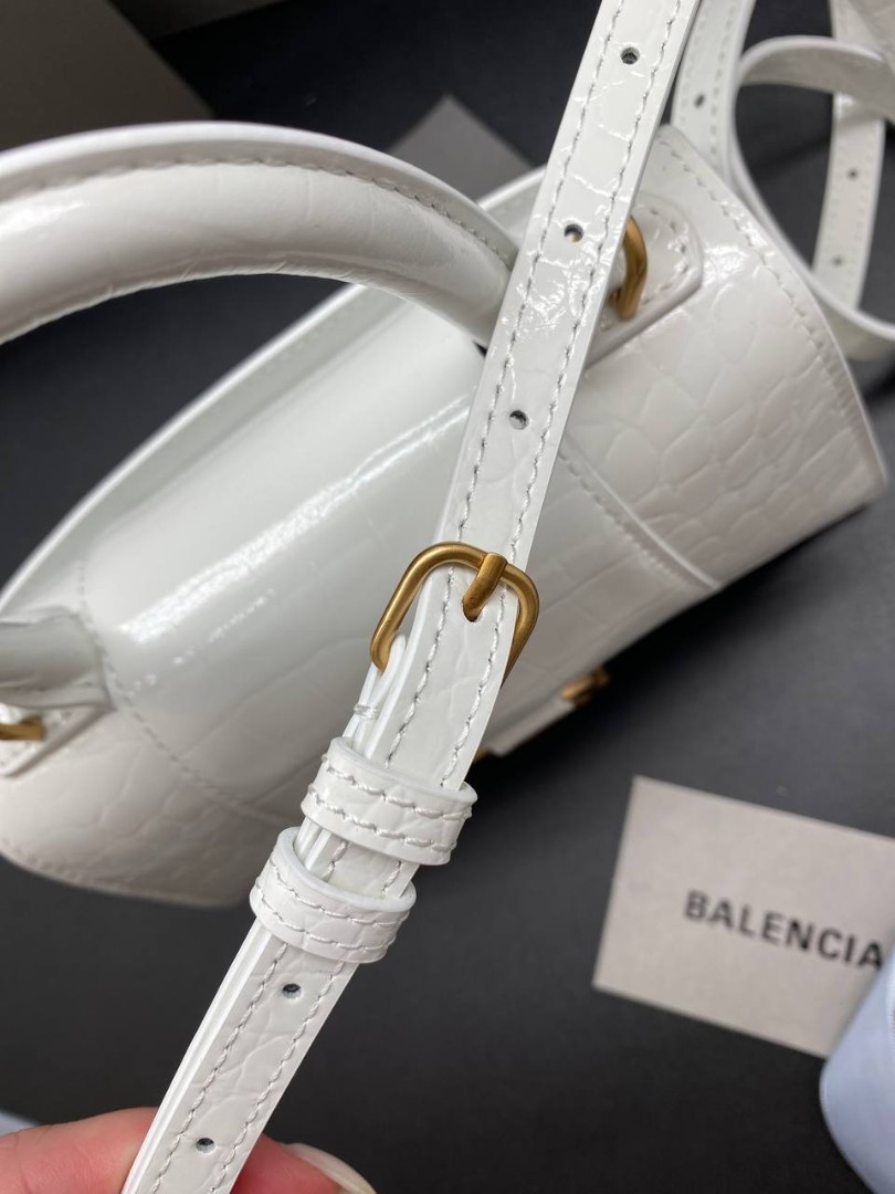 Женская кожаная сумка Balenciaga Hourglass XS белая