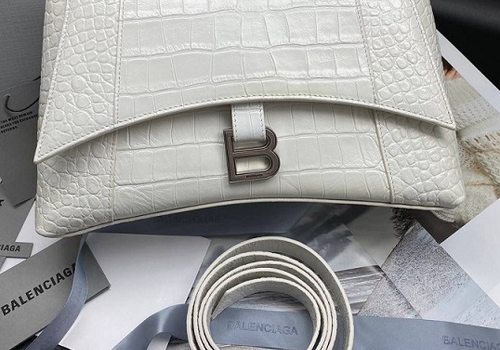 Кожаная женская сумка Balenciaga Hourglass белая