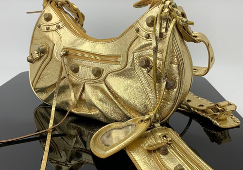Женская кожаная сумка Balenciaga Le Cagole Small золотая