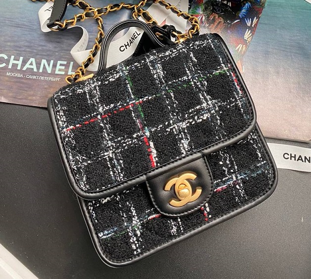Черная твидовая сумочка Chanel Handle