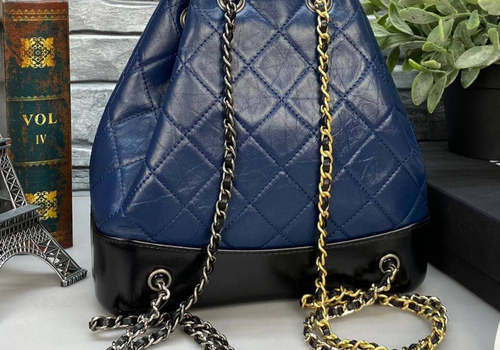 Синий кожаный рюкзак Chanel Gabrielle