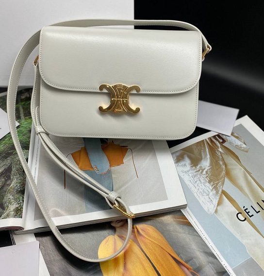 Женская кожаная сумка Celine Triomphe Classique белая