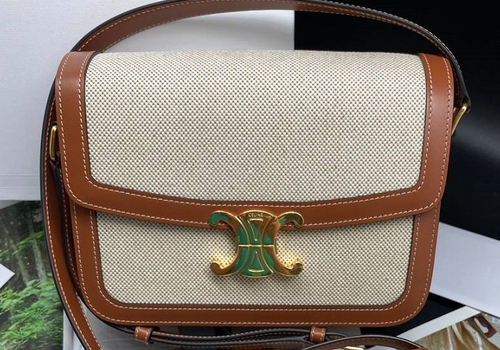 Женская сумка Celine Triomphe Classique белая с коричневым