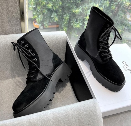 Женские черные замшевые ботинки Celine