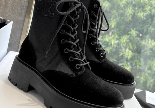 Женские черные замшевые ботинки Celine