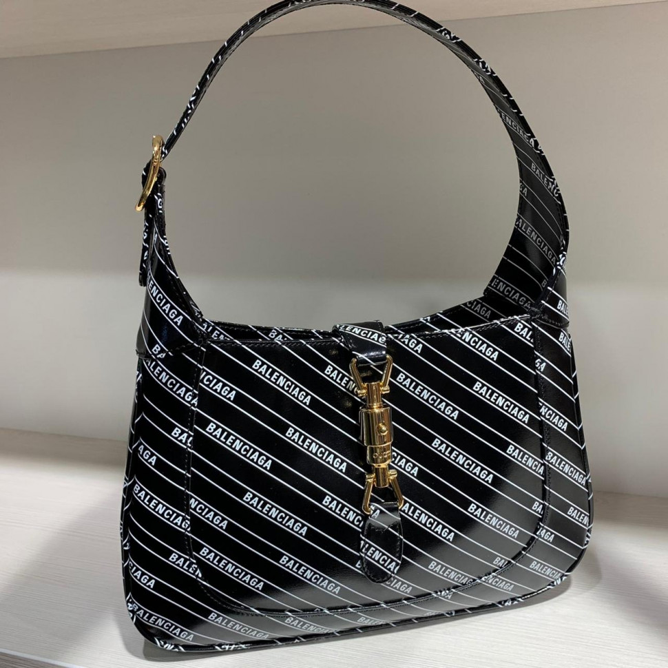 Женская кожаная сумка Gucci Balenciaga Jackie Medium черная