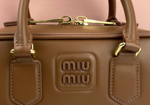 Женская кожаная сумка Miu Miu Arcadie Mini коричневая