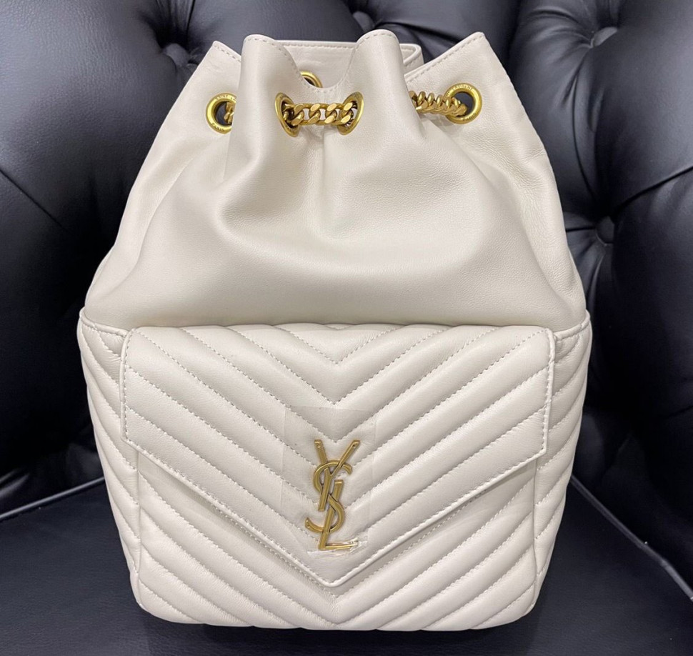 Женский кожаный рюкзак Yves Saint Laurent Joe белый