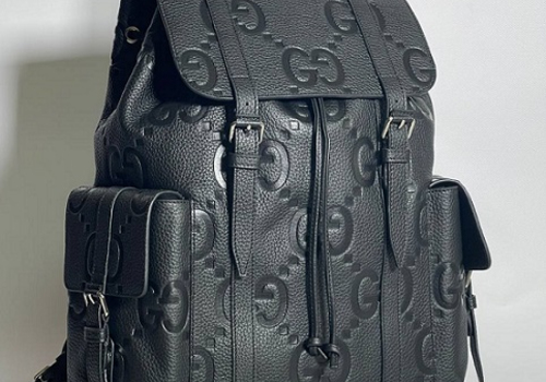 Мужской черный кожаный рюкзак Gucci Jumbo GG