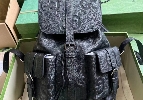 Мужской черный кожаный рюкзак Gucci Jumbo GG