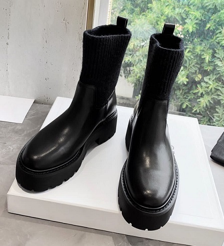 Женские кожаные с текстилем черные ботинки Celine