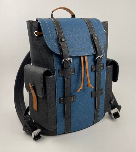 Мужской синий кожаный рюкзак Louis Vuitton Multipocket