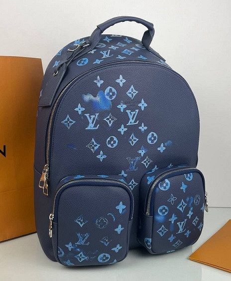 Мужской кожаный синий рюкзак Louis Vuitton Multipocket