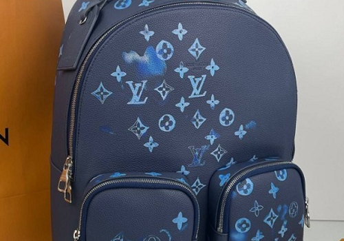 Мужской кожаный синий рюкзак Louis Vuitton Multipocket