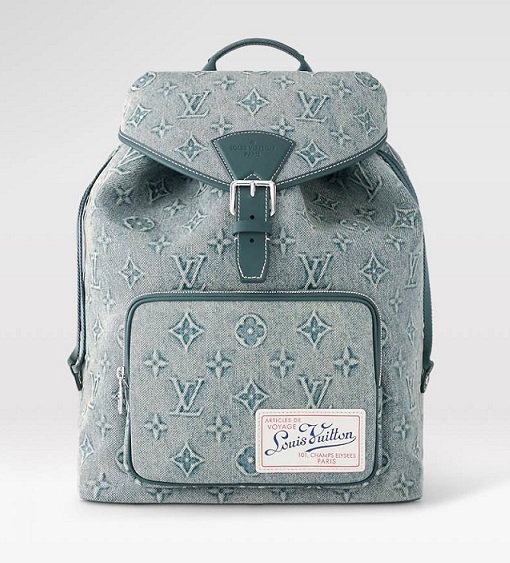 Голубой джинсовый рюкзак Louis Vuitton Montsouris Monogram Washed