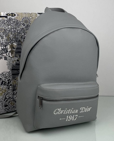 Мужской серый кожаный рюкзак Christian Dior Rider
