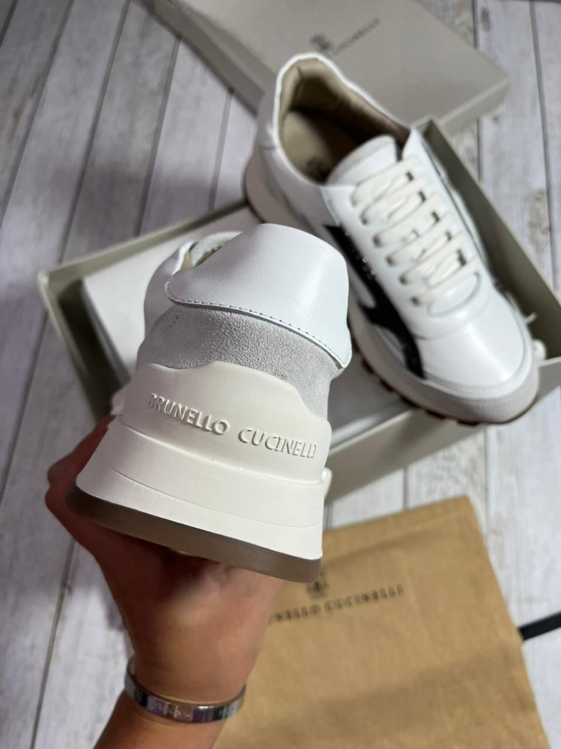 Кожаные белые кроссовки Brunello Cucinelli