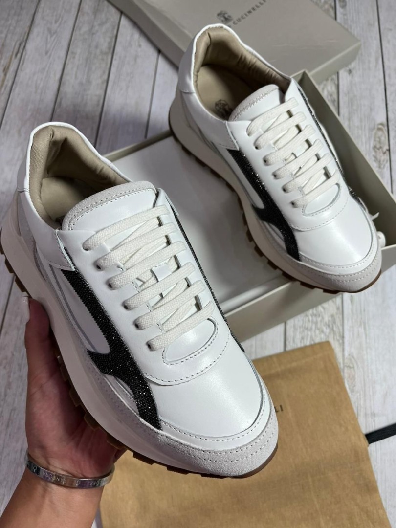 Кожаные белые кроссовки Brunello Cucinelli
