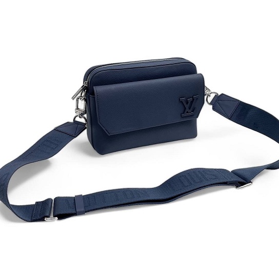 Мужская синяя кожаная сумка-мессенджер Louis Vuitton Fastline