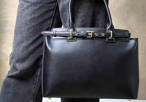 Женская кожаная черная сумка-тоут Celine Conti