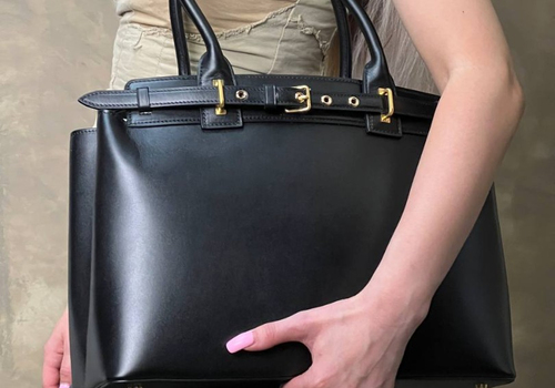 Женская кожаная черная сумка-тоут Celine Conti