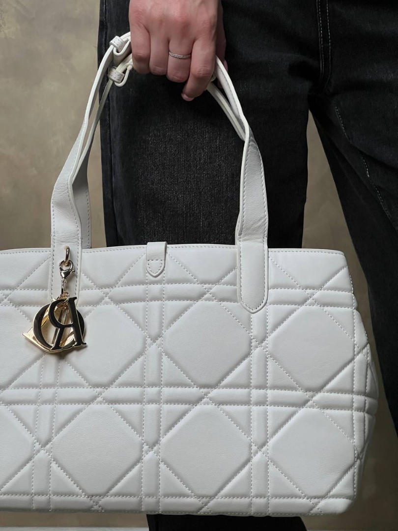 Женская кожаная сумка Christian Dior Toujours Small белая