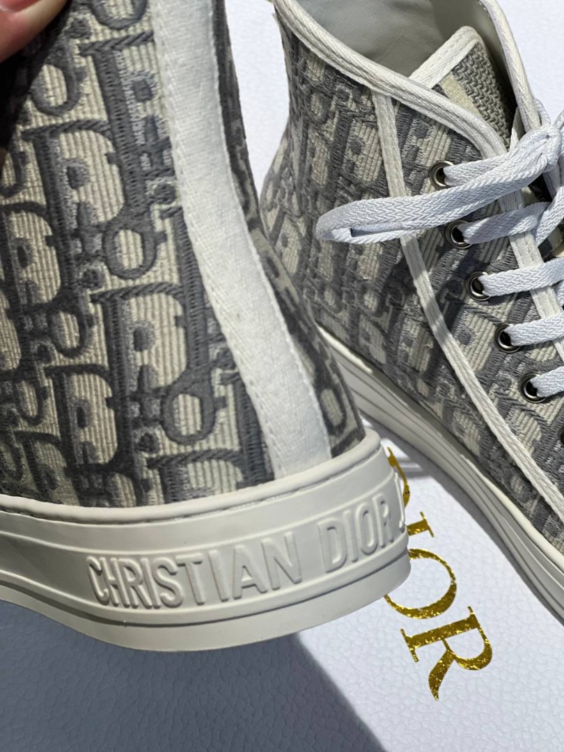Женские высокие кеды Christian Dior Walk'n' серые