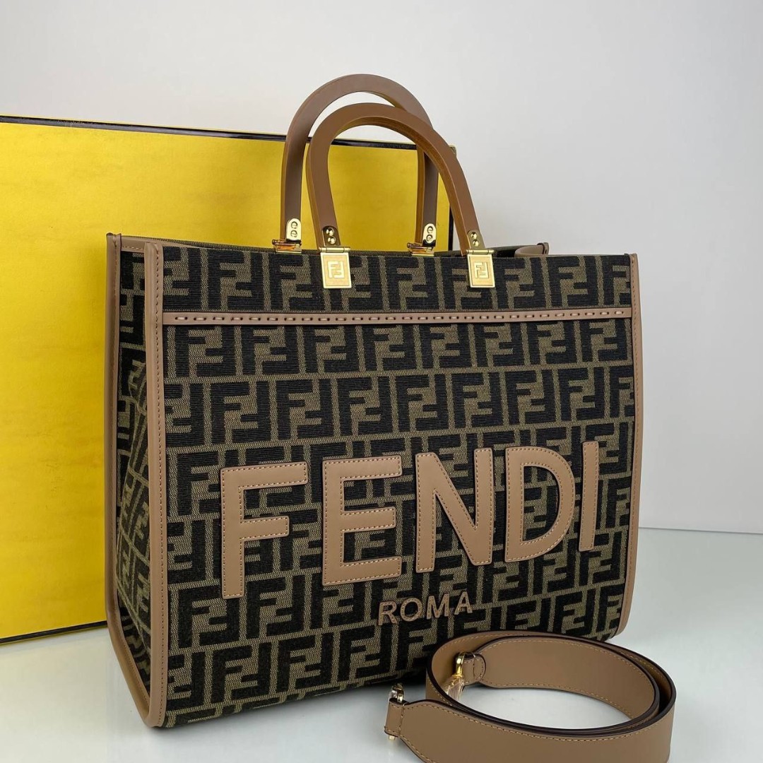 Женская сумка Fendi Sunshine коричневая