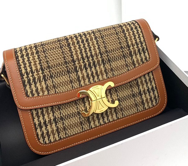 Женская сумка Celine Triomphe Classique коричневая из текстиля