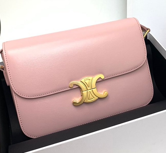 Женская кожаная сумка Celine Triomphe Classique розовая