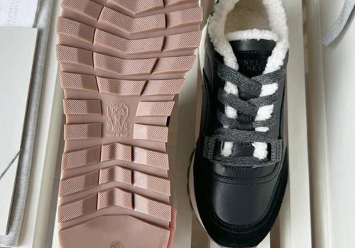 Женские зимние кроссовки с мехом Brunello Cucinelli черные