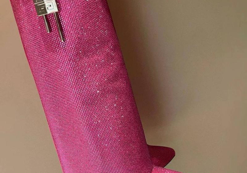 Женские сапоги Givenchy розовые с кристалами