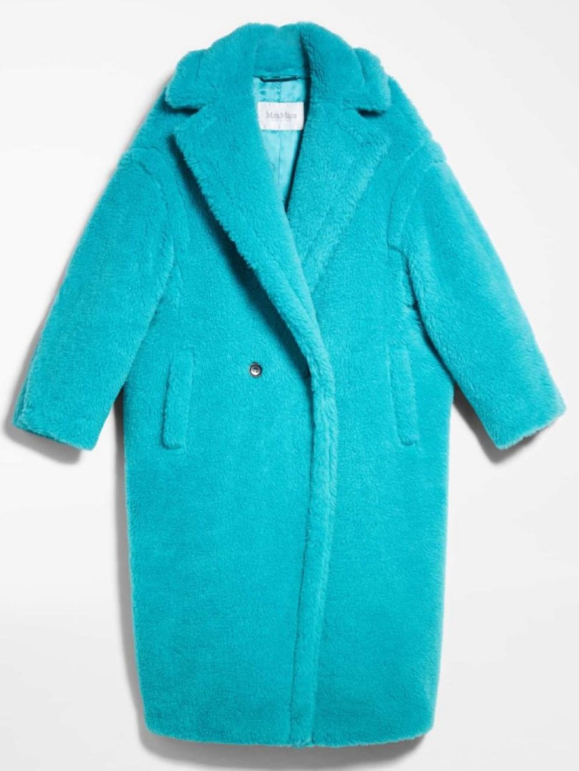 Женское голубое пальто из меха Max Mara