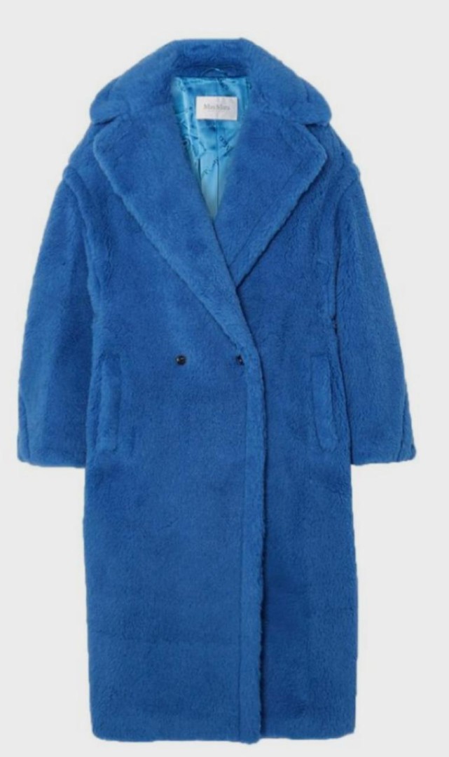 Женское синее пальто из меха Max Mara