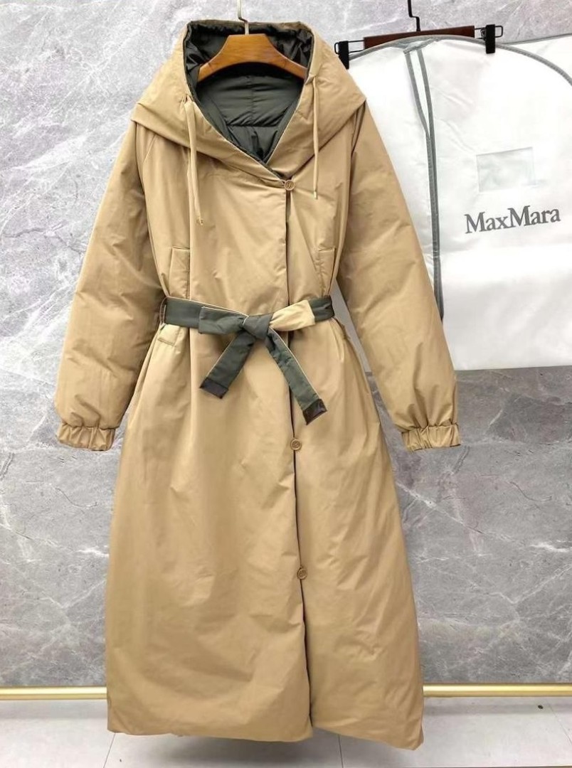 Женское двустороннее пуховое пальто Max Mara с капюшоном