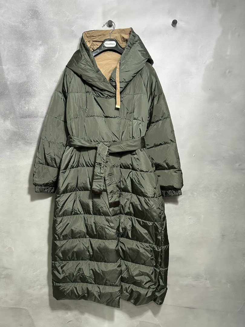 Женское двустороннее пуховое пальто Max Mara с капюшоном