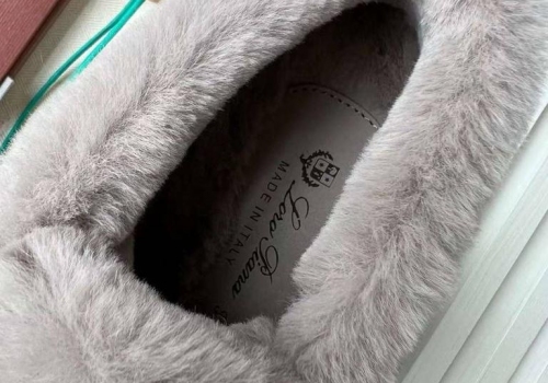 Женские зимние ботинки с мехом Loro Piana Open Walk серые