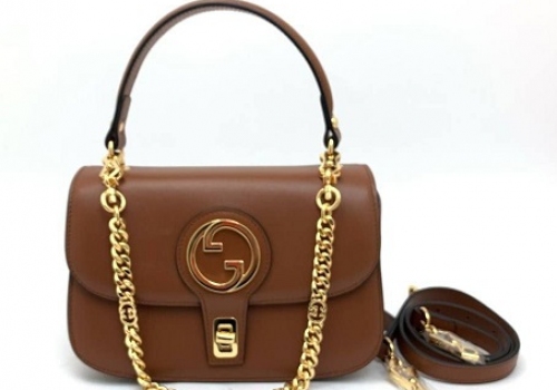 Женская кожаная сумка Gucci Blondie Mini коричневая